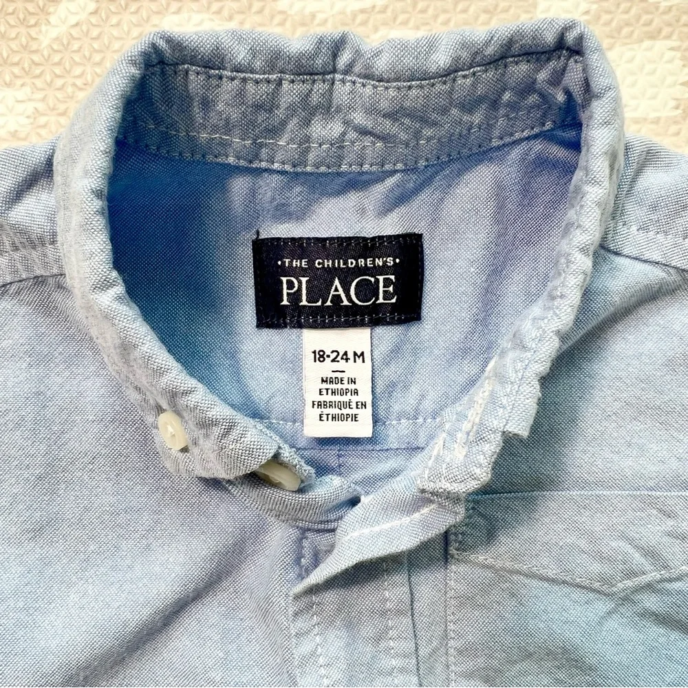 The Children’s Place Short Sleeve Button Down Oxford Shirt for Toddler Boy - Picture 3 of 7